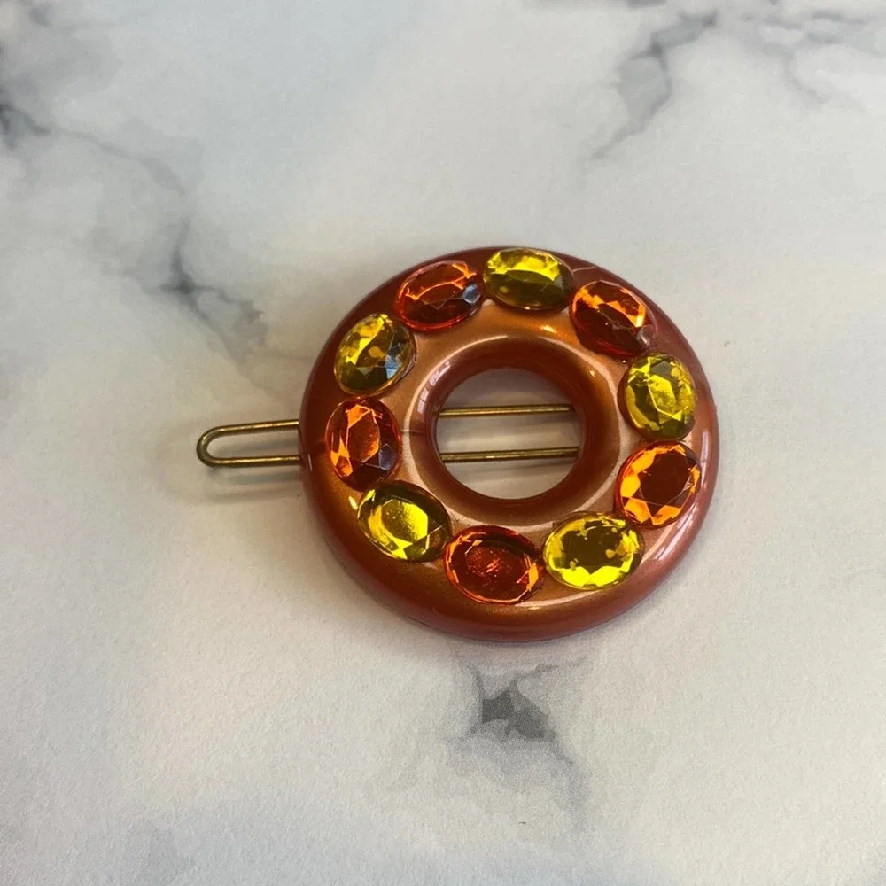 Tarina Tarantino Orange & Yellow Round Hair clip